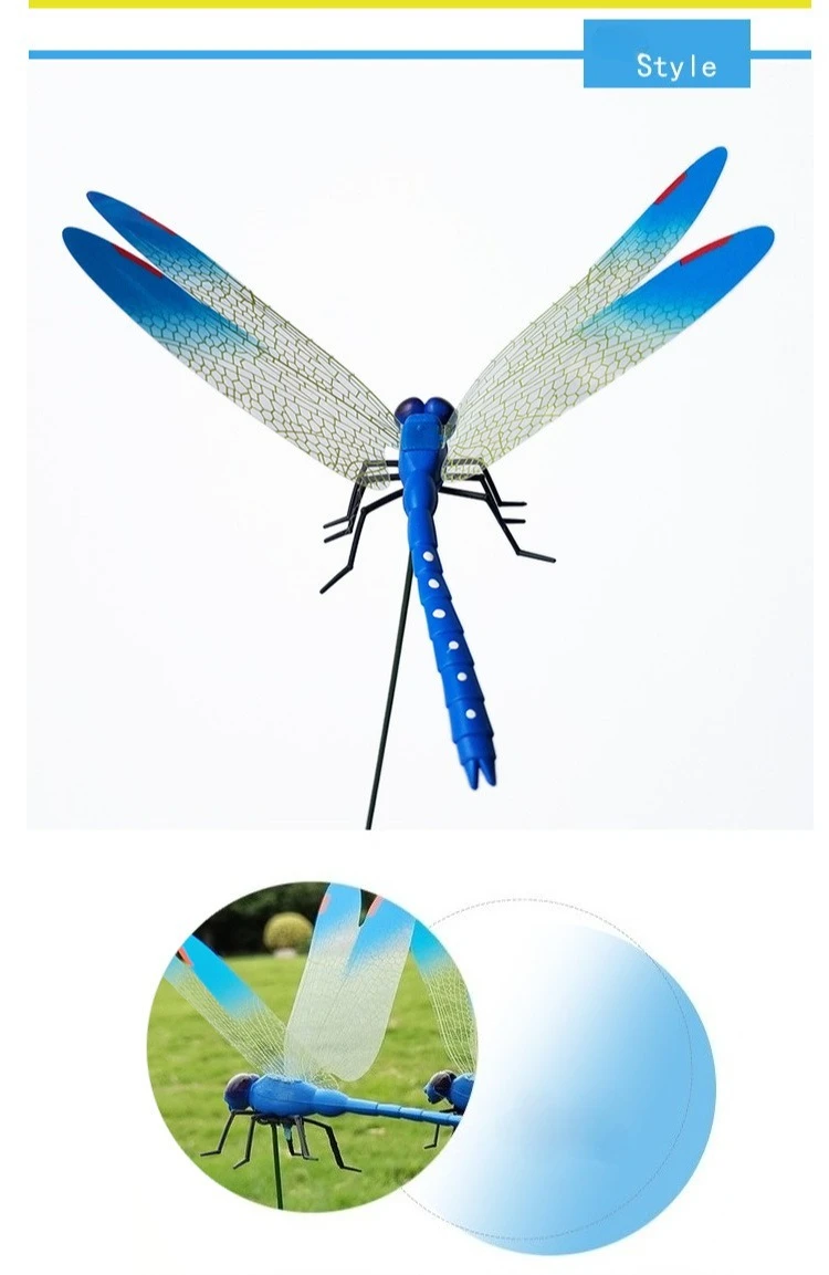 

6 Pcs 3D Dragonfly Clip Rod with Clip Colorful Flies Home Decoration Accessories Garden Ornament Outdoor Tree Plant Decor