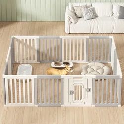 Gray and white color dog fence, foldable pet guardrail combination, small and medium-sized dog cage, indoor isolation fence