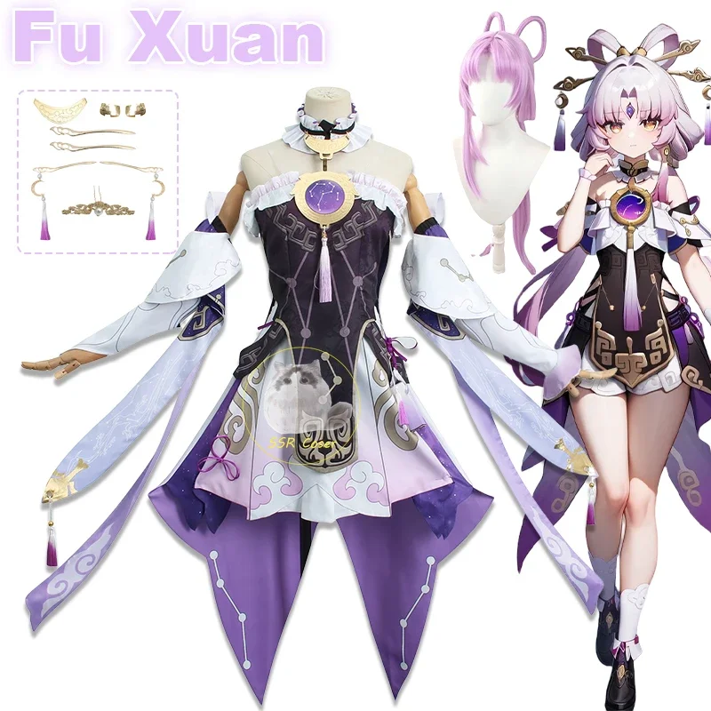 Fu Xuan Cosplay Costume Game Honkai Star Rail Cosplay Fuxuan Uniform Outfit Dress Halloween Party Women Wig Halloween Clothes