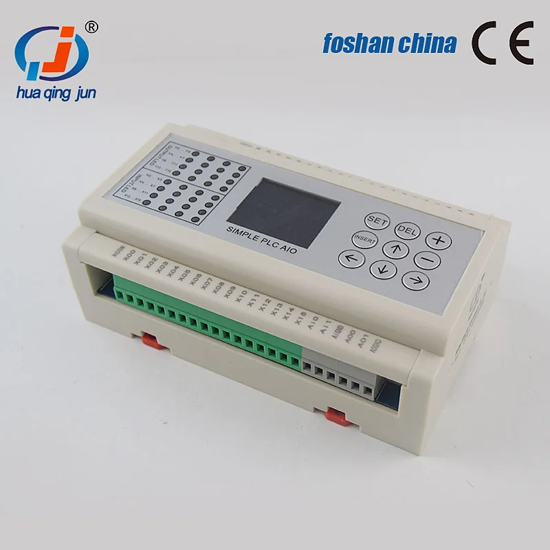 Huaqingjun 16IO Uscita Relè PLC 2AI 2AO 0-20mA 0-10V QJ-32R-2AI2AO Controller PLC per Inverter