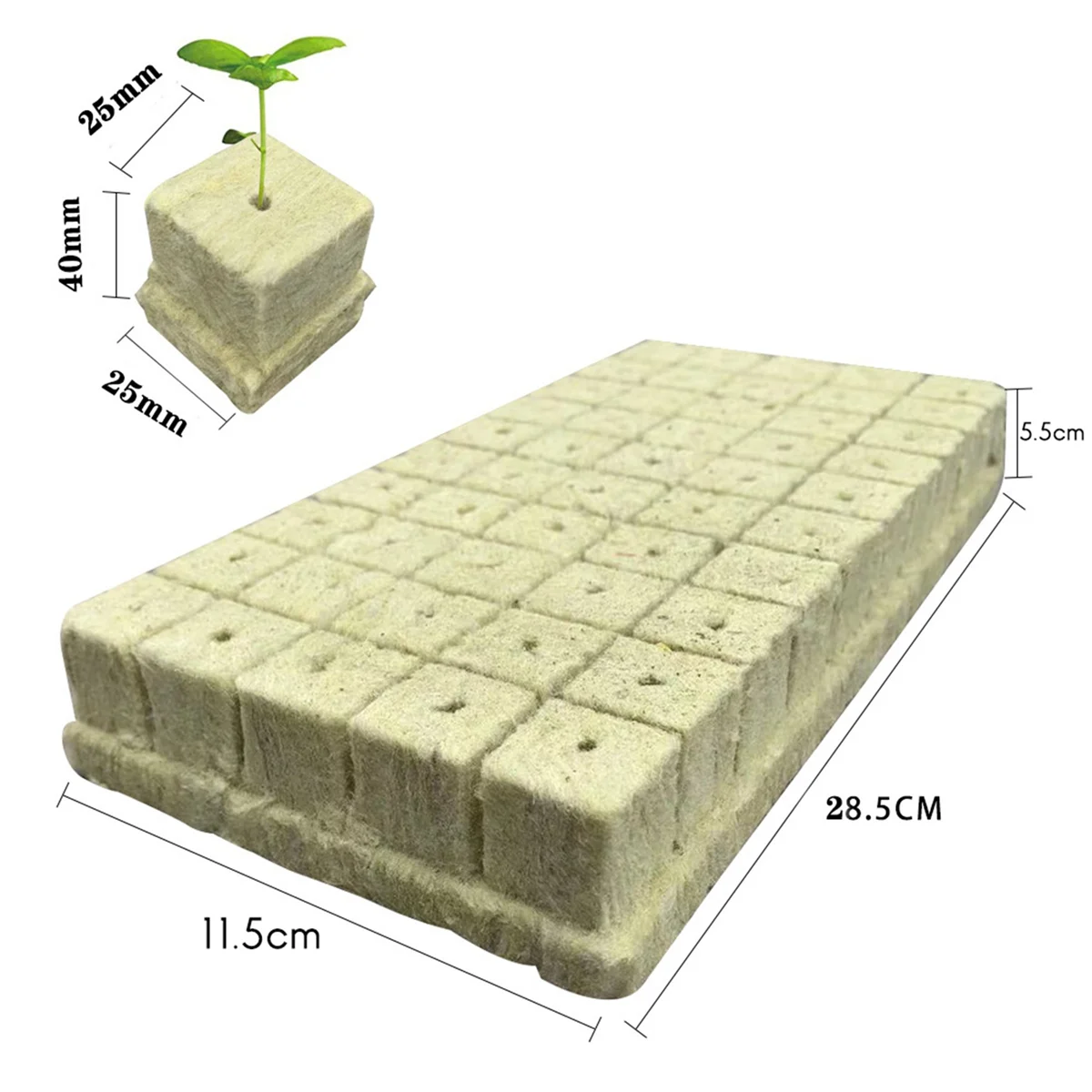 B08B-50Pcs Stonewool Hydroponic Grow Media Starter Cubes Plant Cubes Soilless Substrate Seeded Rock Wool Plug Seedling Block