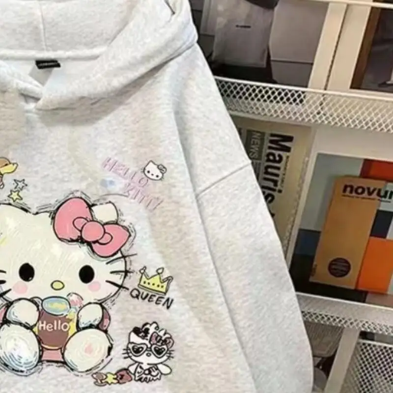 Simple Cartoon Print Pullover Top Trend American Lazy 2025 Autumn Winter Hooded Sweatshirt Men Women Kawaii Anime Fashion Casual