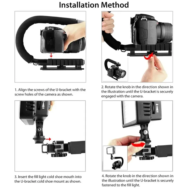 مثبت كاميرا على شكل حرف U عالمي محمول باليد DV C-frame مثبت انحراف للتصوير الفوتوغرافي لكاميرات DSLR SLR DV للهاتف المحمول