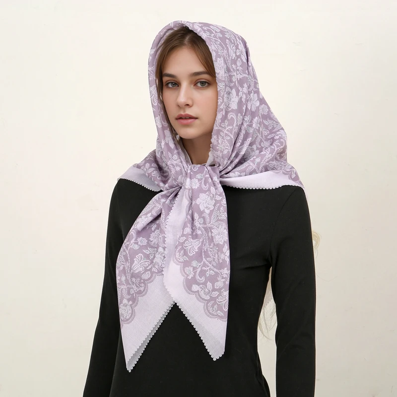 2024 Scarf 110x110cm Luxury Brand Designer Hair print Handkerchief Hijab Shawl Women bandanna foulard muffler wrap