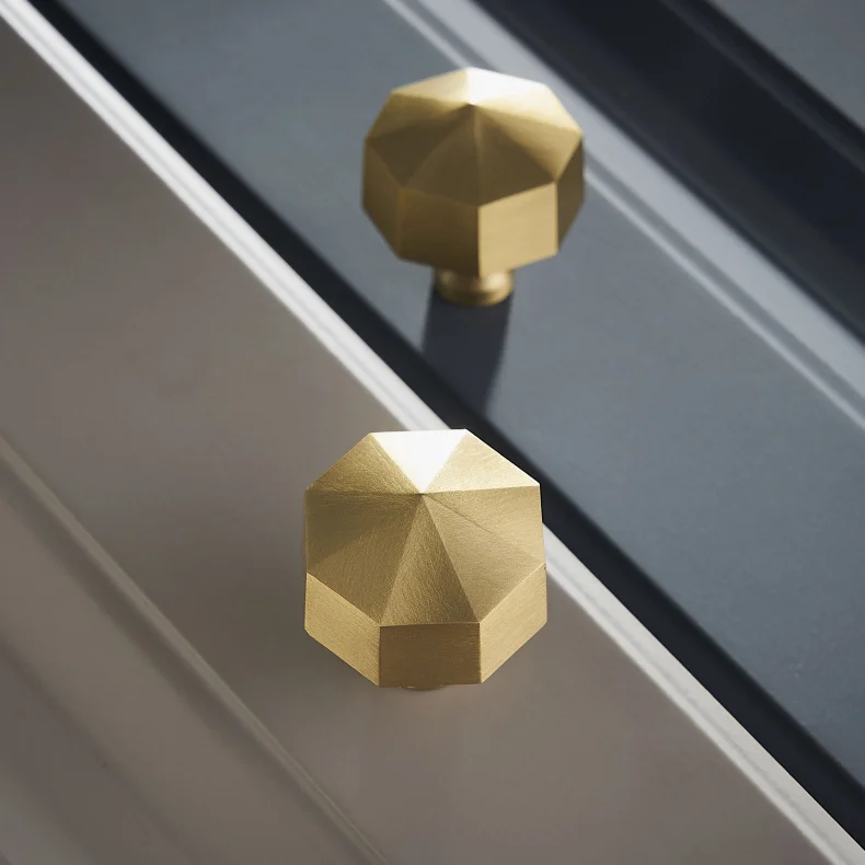 

Gold Hexagon Cabinet Handle Modern Furniture Cabinet Knobs Solid Brass Cupboard Closet Drawer Handle Pulls