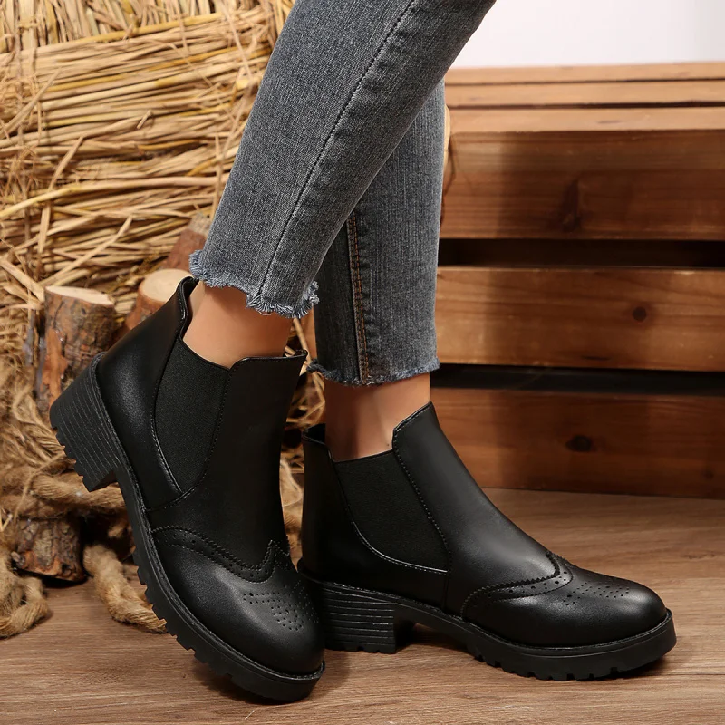 

New Autumn Winter British Chelsea Boots Super Fiber Comfortable Fashionable Versatile Height Increasing Slimming