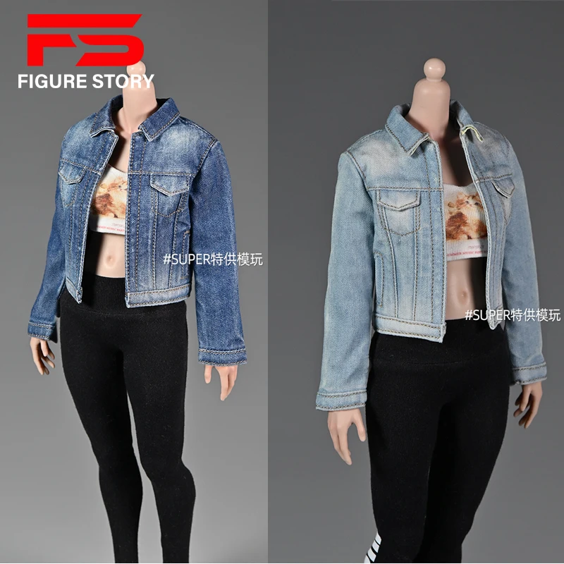 1/6 scale female dolls clothes Trend-washed denim jacket slim-fit version fit 12'' action figure body model