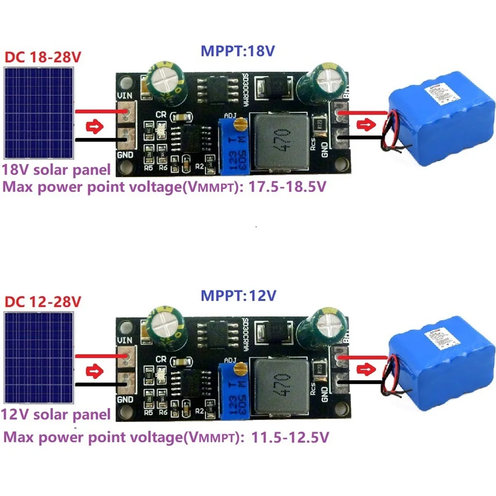 MPPT 1A 3.6V 4.2V 4.3V 4.35V 8.4V 12.6V Lithium Battery Charger Module for 9V 12V 18V Solar Panels DIY KIT DC9-28V input