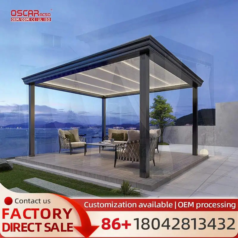 

Easy Assembly Retractable Louvered Aluminum Pergola for UV Protection Patio Outdoor Use pergola