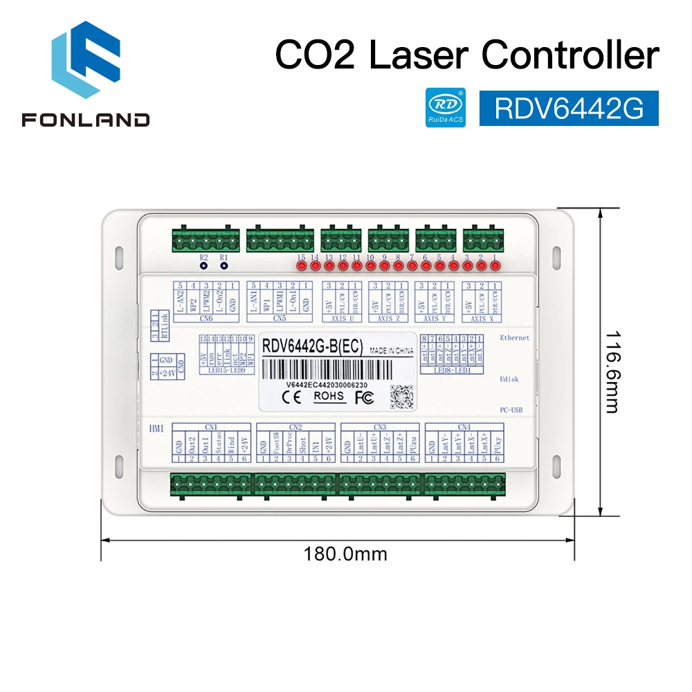 FONLAND RuiDa RDV6442G CCD CO2 Small Vision Laser Cutting & Engraving Control System Cutting Engraver Machines Support LightBurn