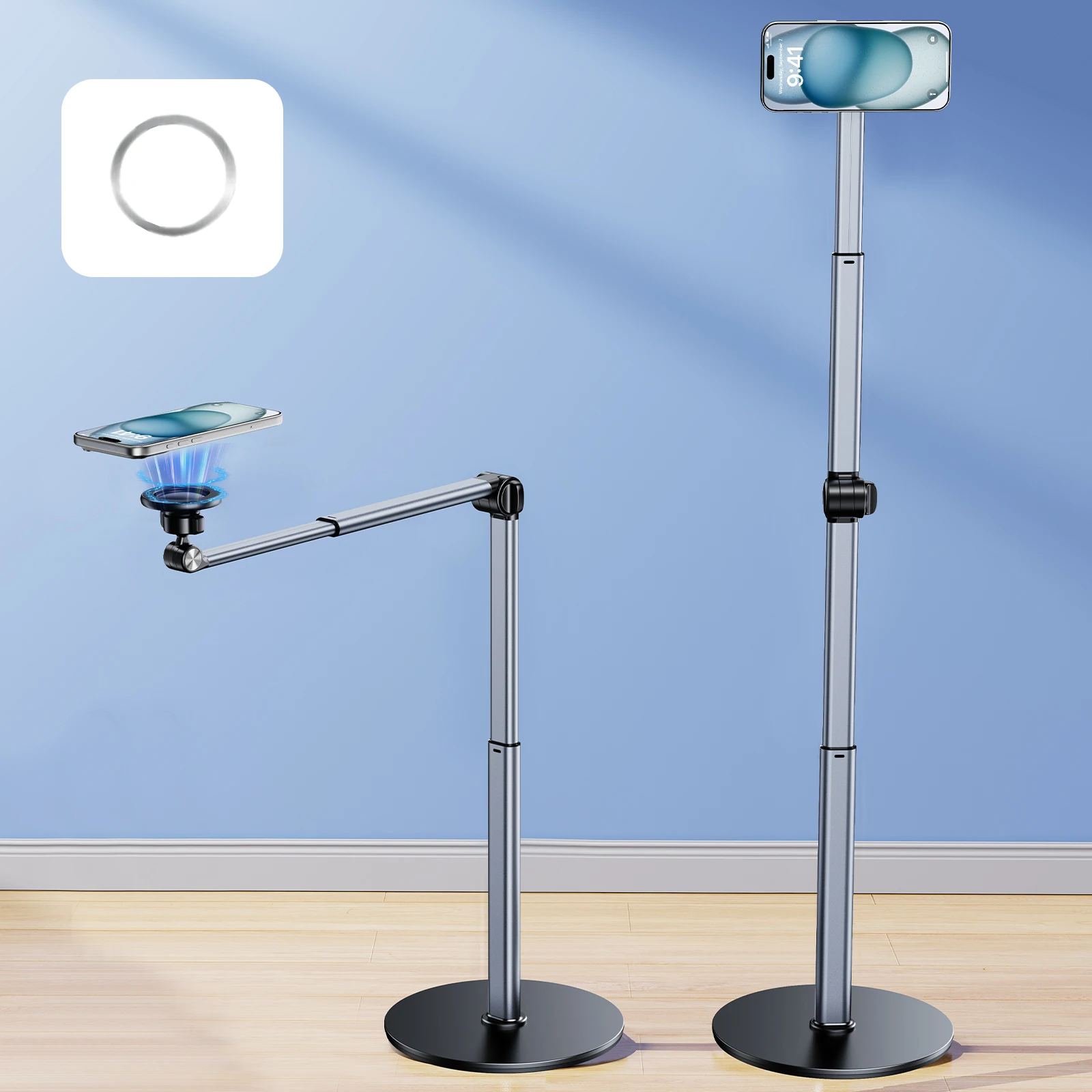 

Oatsbasf Desktop & Floor Phone Stand for Recording Aluminum Overhead Adjustable Phone Mount for Filming Cook Video Phone Holder