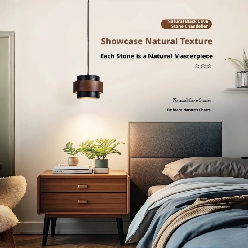 

Nordic Minimalist Stone Pendant Light Vintage Creative Art Pendant Lamp Dining Room Hallway Bedside Indoor Decor Hanging Lamp