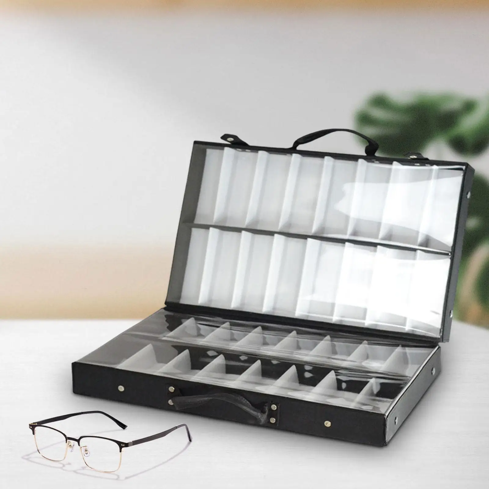 Glasses Display Box Sunglass Organizer Glasses Storage Case 32 Slot Display Tray for Desktop