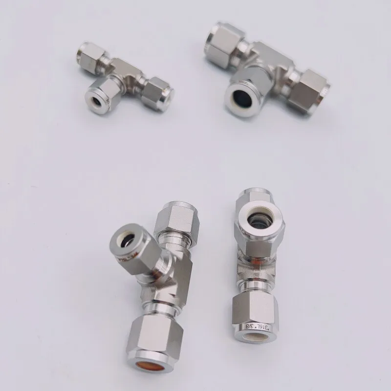 

316L stainless steel ferrule tee 3mm 6mm 1/8 1/4 3/8 1/2 8mm silver plated carburizing
