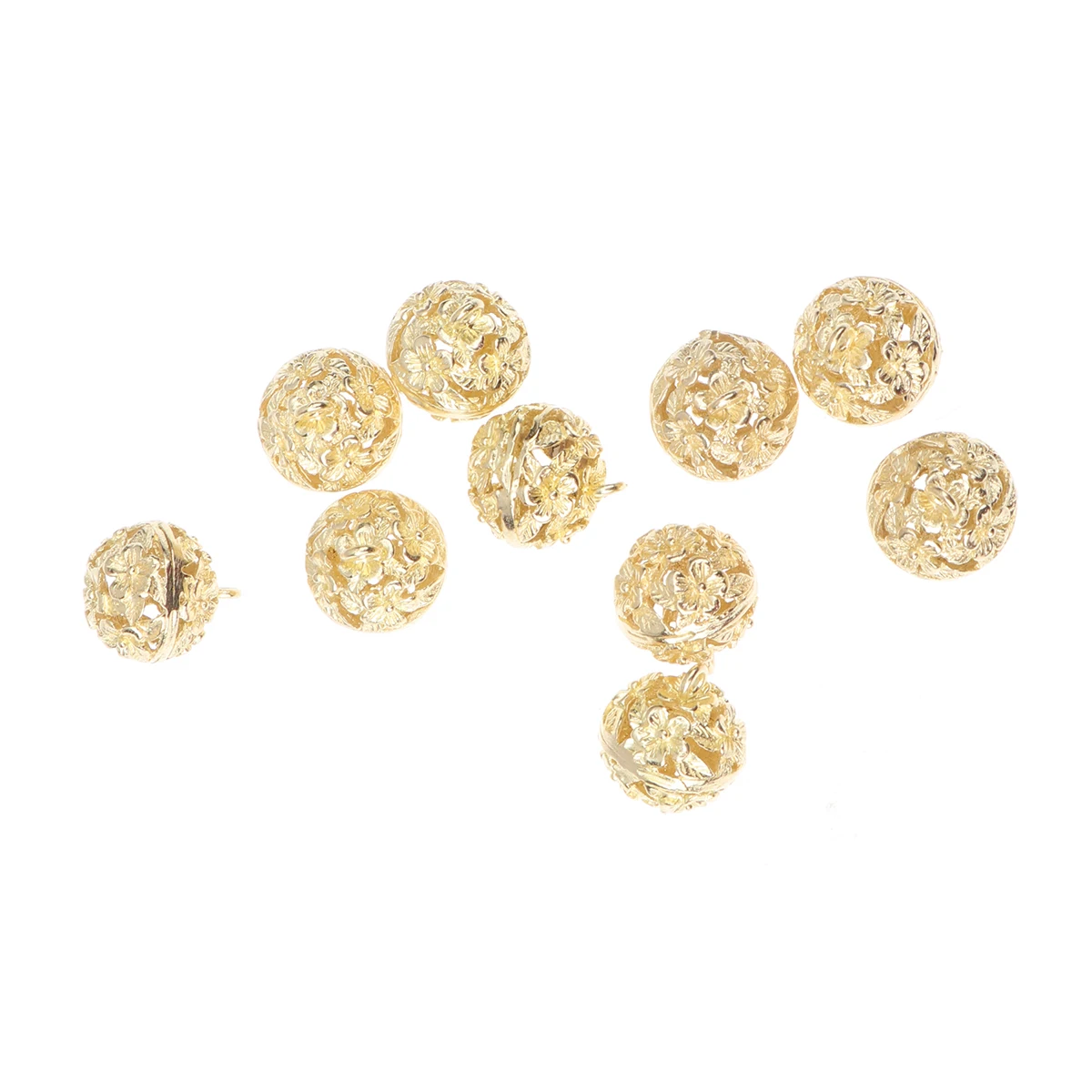 10 Uds. Colgantes Diy hechos a mano Convallaria tallada campana de cobre hueca accesorios para manualidades bolsa amarilla decoración del hogar decoración de oficina