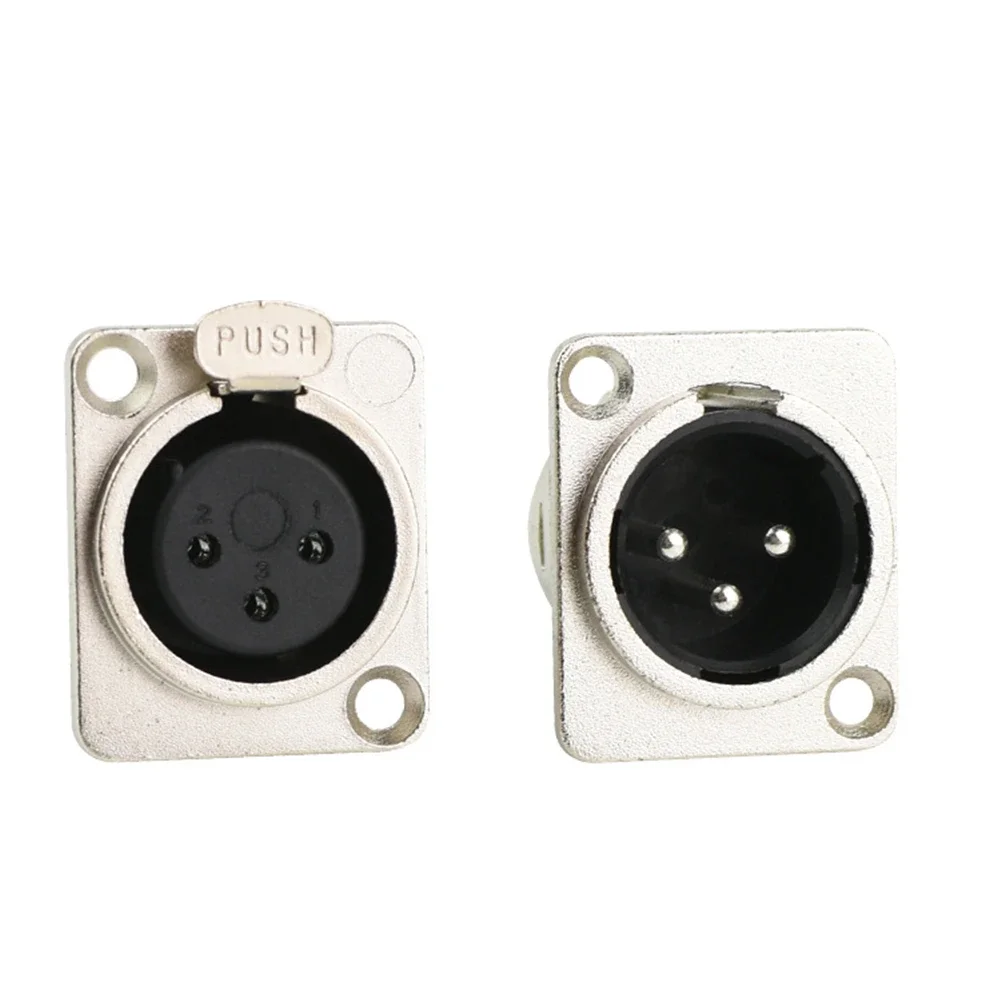 1 Pcs XLRPlug Panel Socket Microphone Chassis Panel Mount Solder Zinc Alloy  Terminal Silver Socket Metal Housing