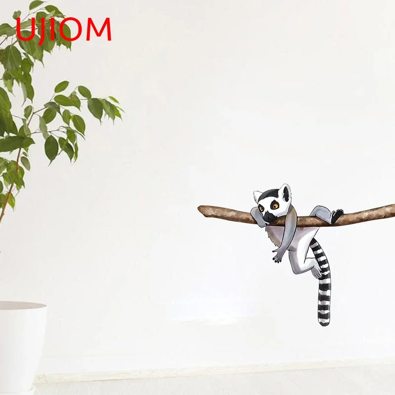 UJIOM Lemur Aufkleber, Vinyl-Wandkunst, Heimdekoration, Kinderzimmer, Wand, abnehmbare Wandaufkleber, Dekor-Abziehbilder für Möbel