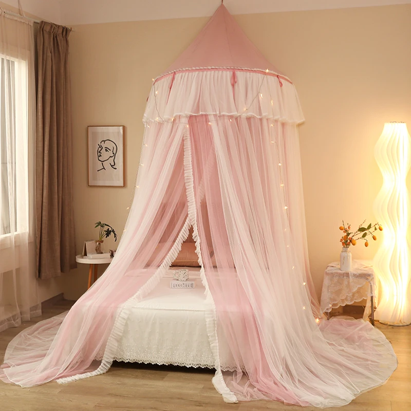 

Hanging Semi Dome Mosquito Net Bed Canopy Romantic Shading Double Layer Bed Valance Anti-mosquito Home Textiles Bedcover Curtain