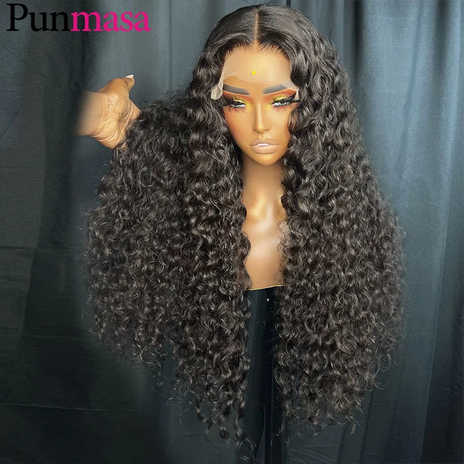 Glueless Highlight Red Colored Deep Curly Lace Front Human Hair Wig Water Wave 13X4 13X6 Transparent Lace Frontal Wig 200Density