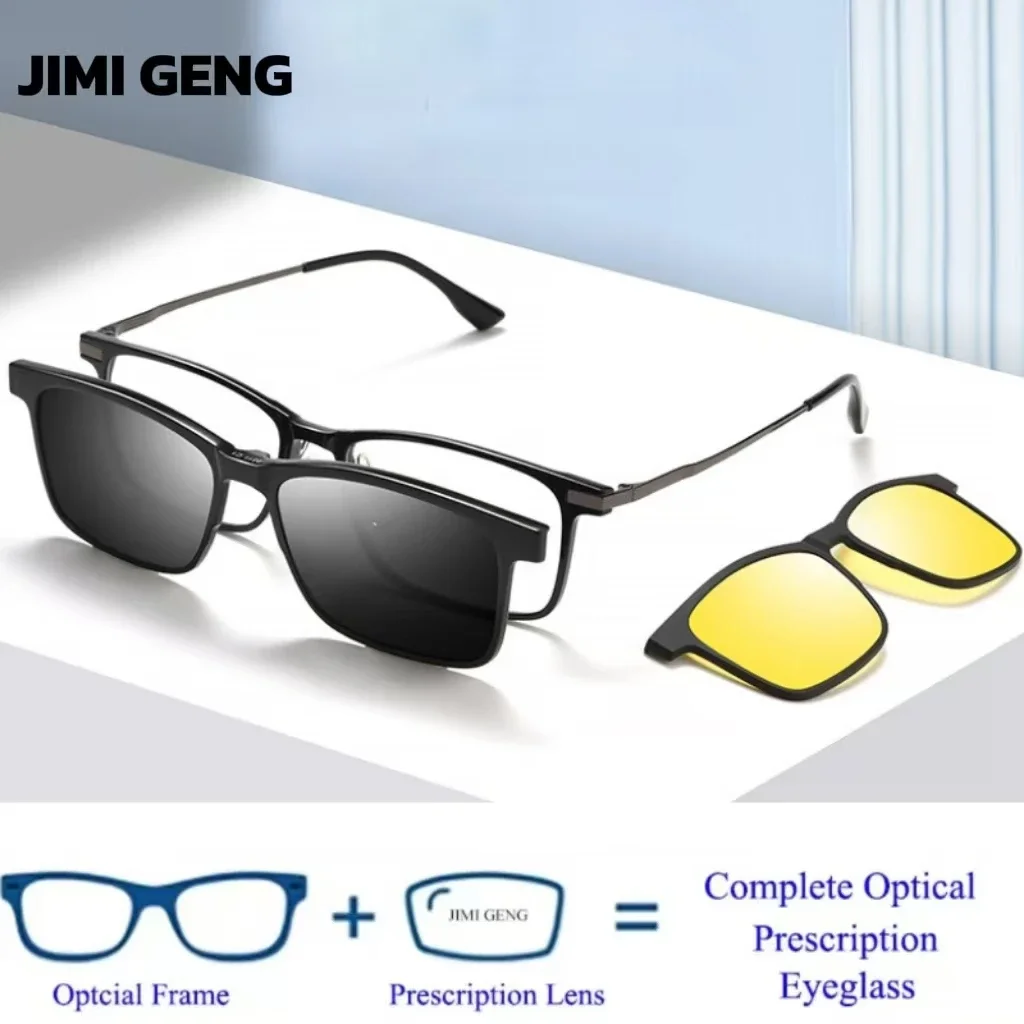 

Titanium 2 In 1 Magnet Clip Optical Myopia Glasses For Men Polarized Sunglasses Hyperopia Prescription Reading Glasses