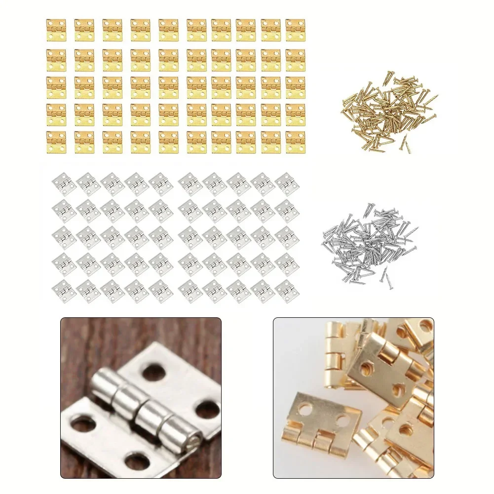 

50pcs Mini Brass Hinge For Small Craft Door Box Accessories Gold 8*10mm Miniature Cabinet Furniture Fittings Home Hardware