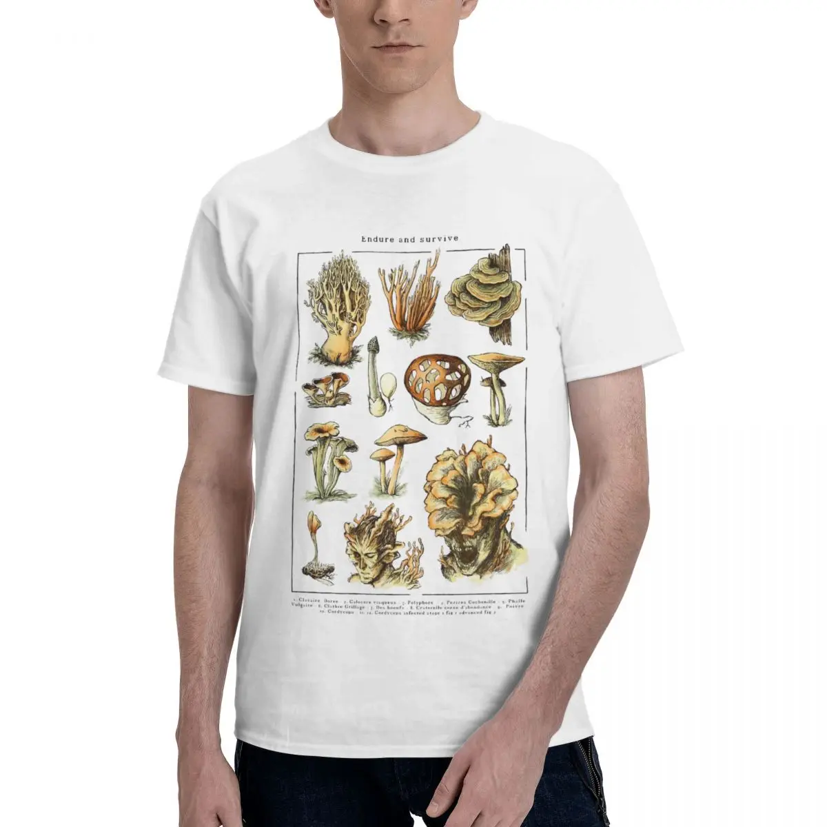 Men's Endure And Survive T Shirt The Last of Us Cordyceps Mushrooms 100% Cotton Clothes Short Sleeve O Neck Tees T-Shirts