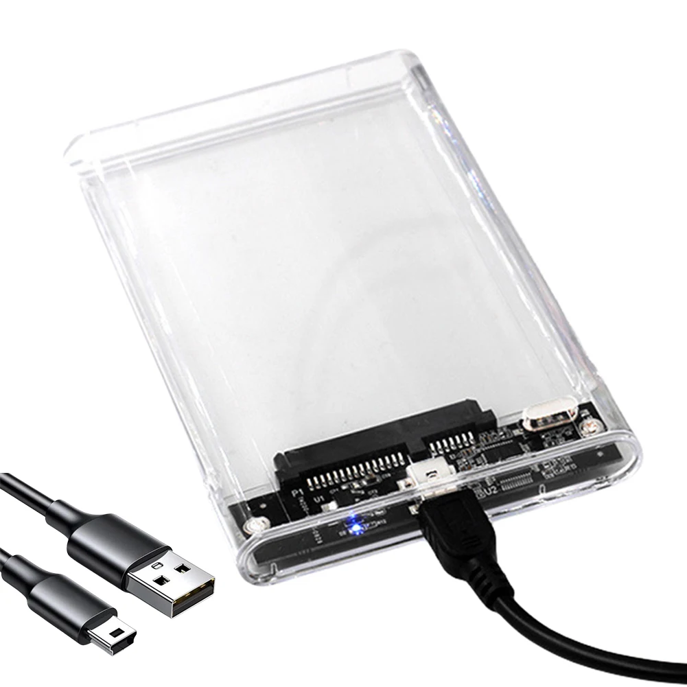 2.5 Inch HDD SSD Enclosure Transparent Portable Solid State Drive Box USB3.1 Type C External Hard Disk Drive Box for MacBook PC