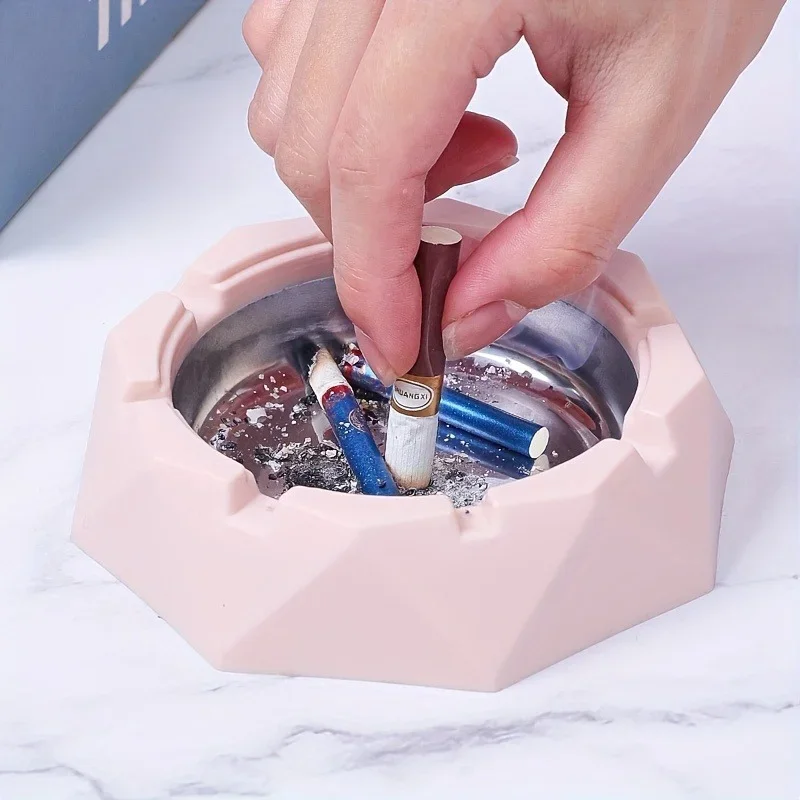 1Pc Crown Style Car Ashtray Stainless Steel Liner Portable Smokeless Ash Holder Universal for Car Home Office Decor
