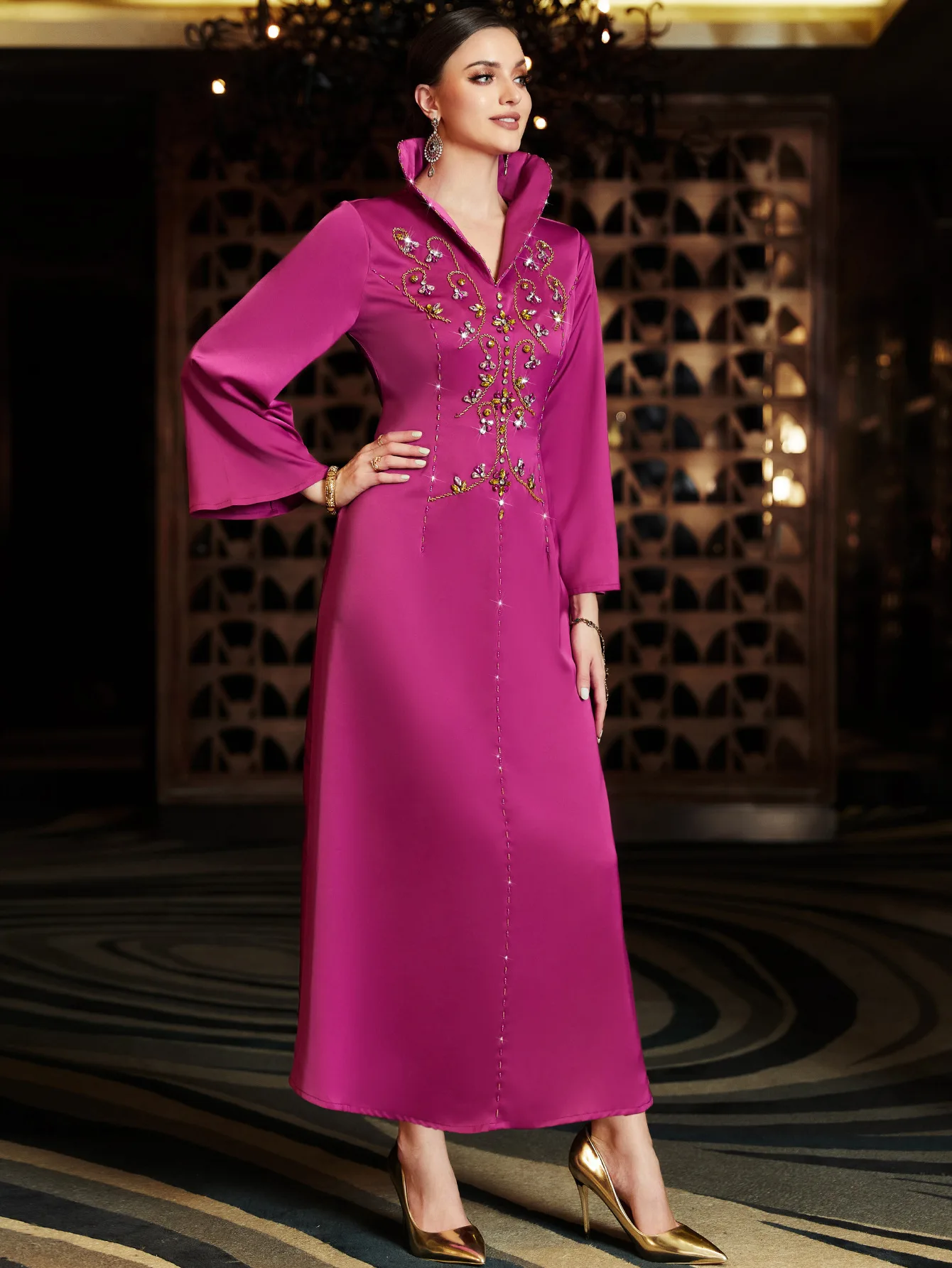 

Eid Abaya Long Dress for Women Muslim Party Vestidos Diamonds Morocco Kaftan Ramadan Islam Dubai Abayas Saudi Arab Robe Jalabiya