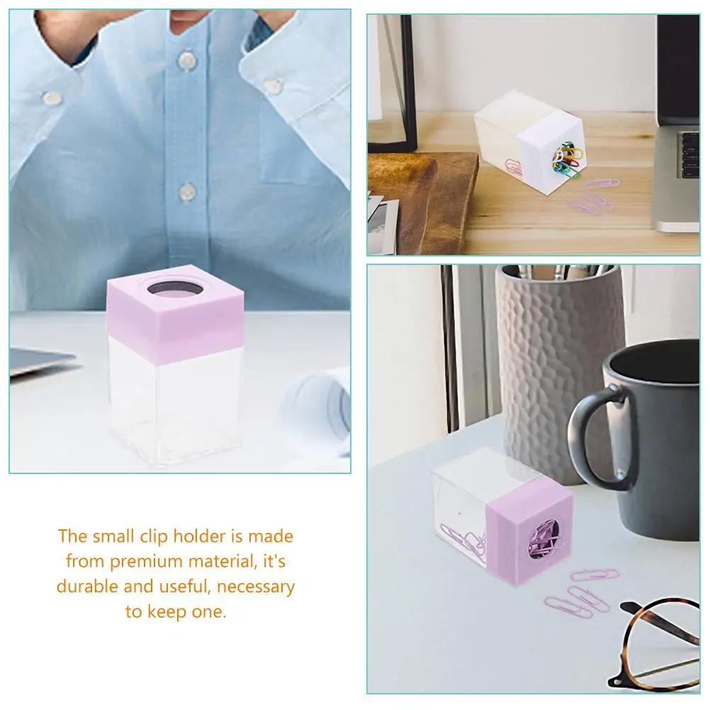 2Pcs Magnetic Paperclip Bucket Square Transparent Containers for Desk Organizers Clips Holder Plastic Case Storage Dispenser