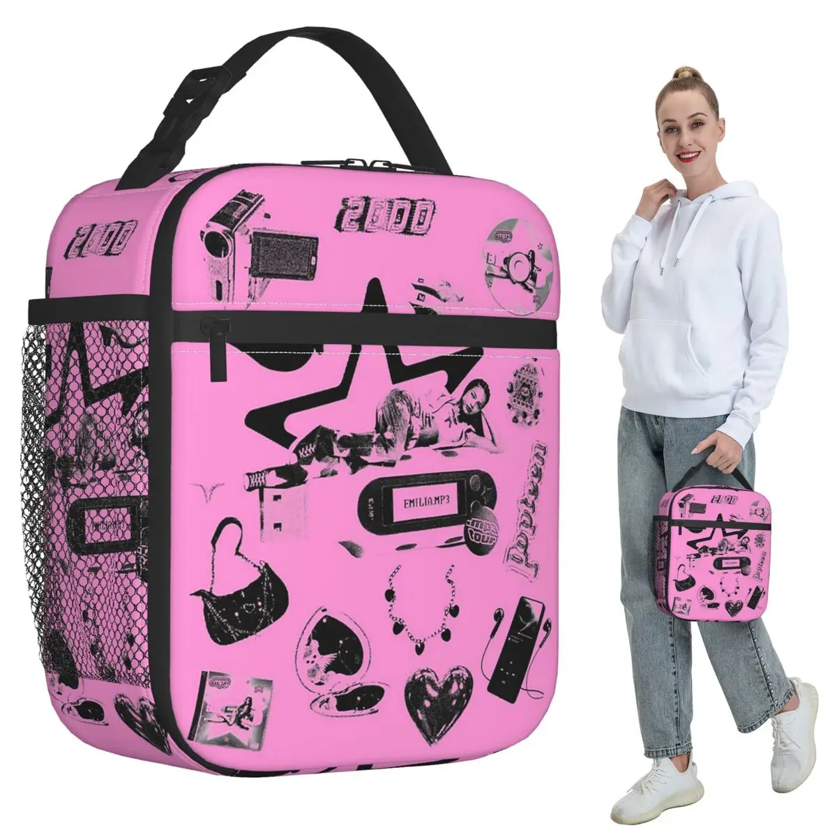 

Emilia Mernes Y2k Elements Insulated Lunch Bag for Women Office Cooler Thermal Food Box Tote Portable Lunch Boxes Container