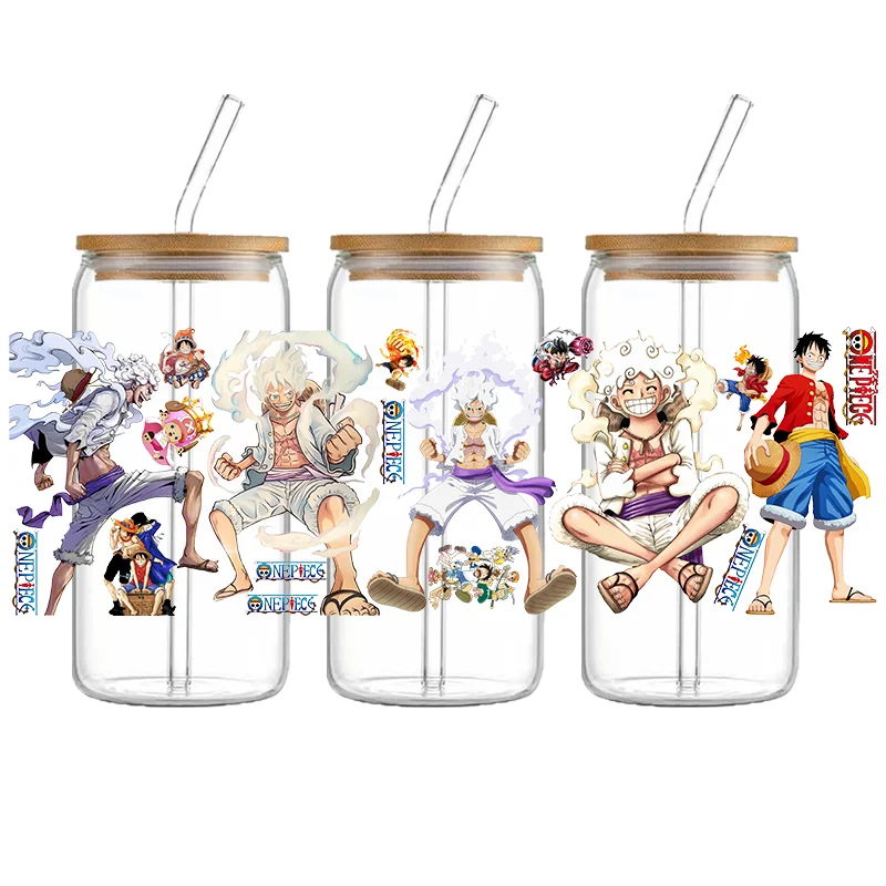 One Piece DTF-Wickelfolien für Tassen, Aufkleber mit Monkey D Luffy Motiven, UV-DTF-Druck für Flaschen, Portgas D Ace Transfer-Aufkleber, UV-DTF-Roronoa Zoro Autofolie
