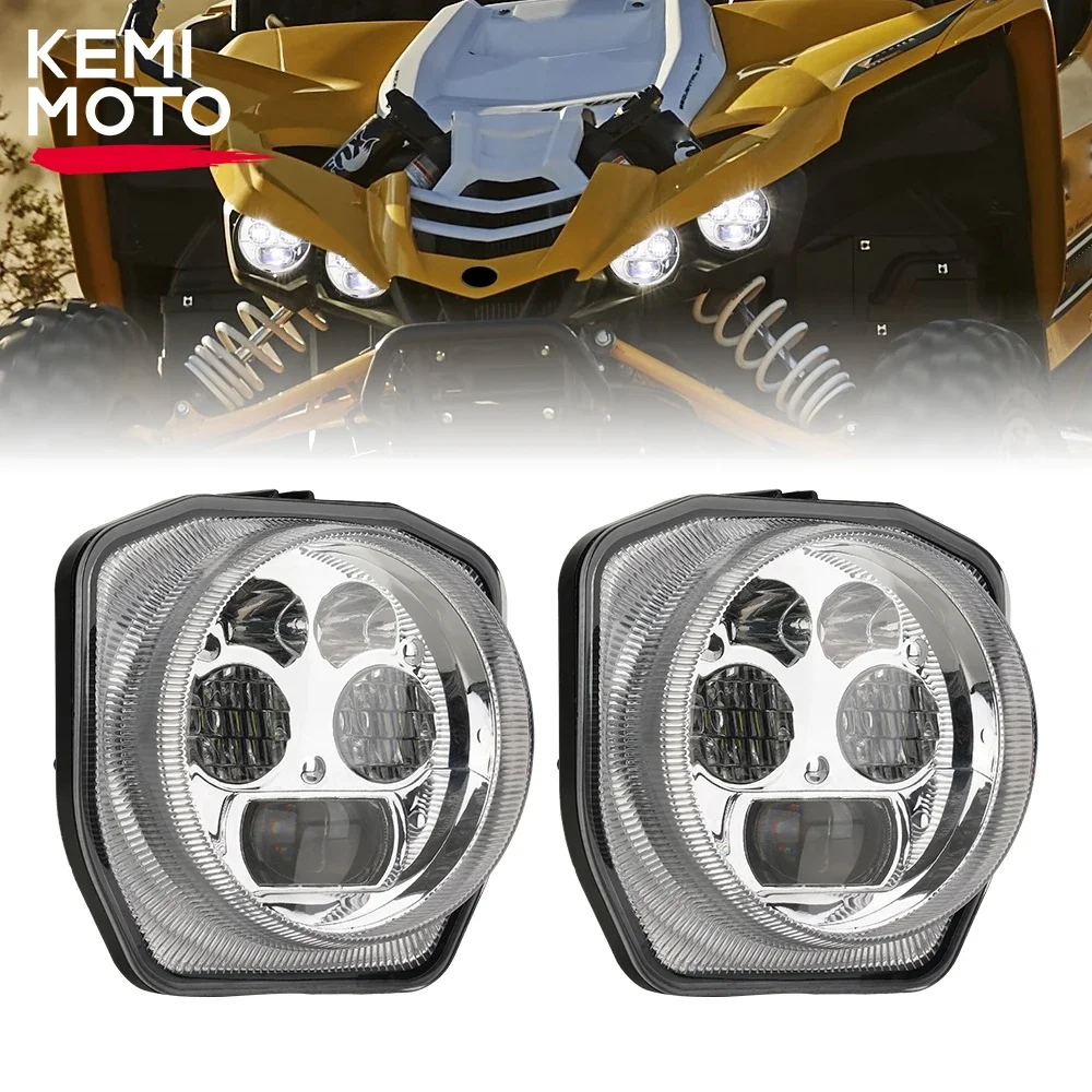 2UD-84300-00-00 UTV LED Headlight Compatible with Yamaha Wolverine X2 X4 YXZ1000R Grizzly 700 2016-2025 Front Hi/Lo Beam Lights