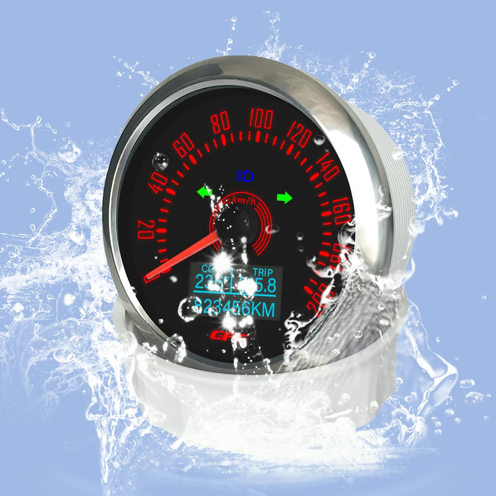 Newest 85mm GPS Speed Gauge with COG TRIP ODO Left Right Turn Light High Beam with 7 Colors Backlight For Car Boat Motorcycle