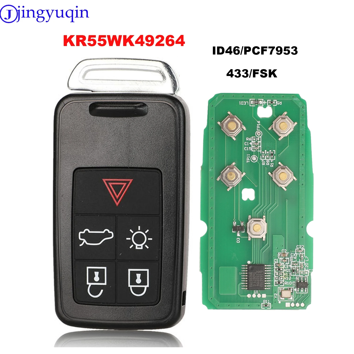 

Jingyuqin дистанционный ключ от автомобиля для VOLVO XC60 XC90 S90 S60 2009-2014 PCF7953 Auto Keyless Go Smart KR55WK49264 ID46Chip 433 МГц