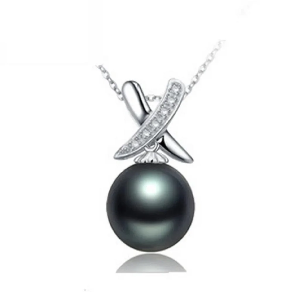 

925 Silver AAA9-10mm10-11mm11-12mm Natural Tahitian Pearl Exquisite Fashion Pearl Pendant 18inch