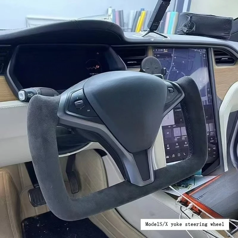 

Model S & Model X Heated Sport Style Black Leather Steering Wheel