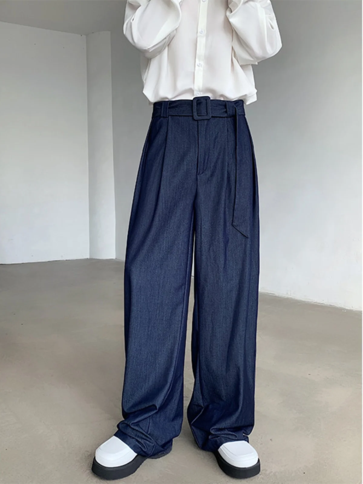 

Мужские летние тонкие джинсы Deep Blue Ice Silk Knife: свободные широкие брюки-палаццо с эффектом драпировки, повседневные