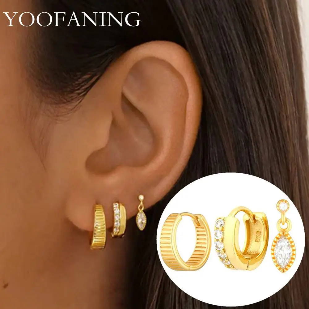YOOFANING New Combination 925 Sterling Silver Needle Classic Retro Gold Silver Women's Large Earrings Party Luxury Jewelry Gift
