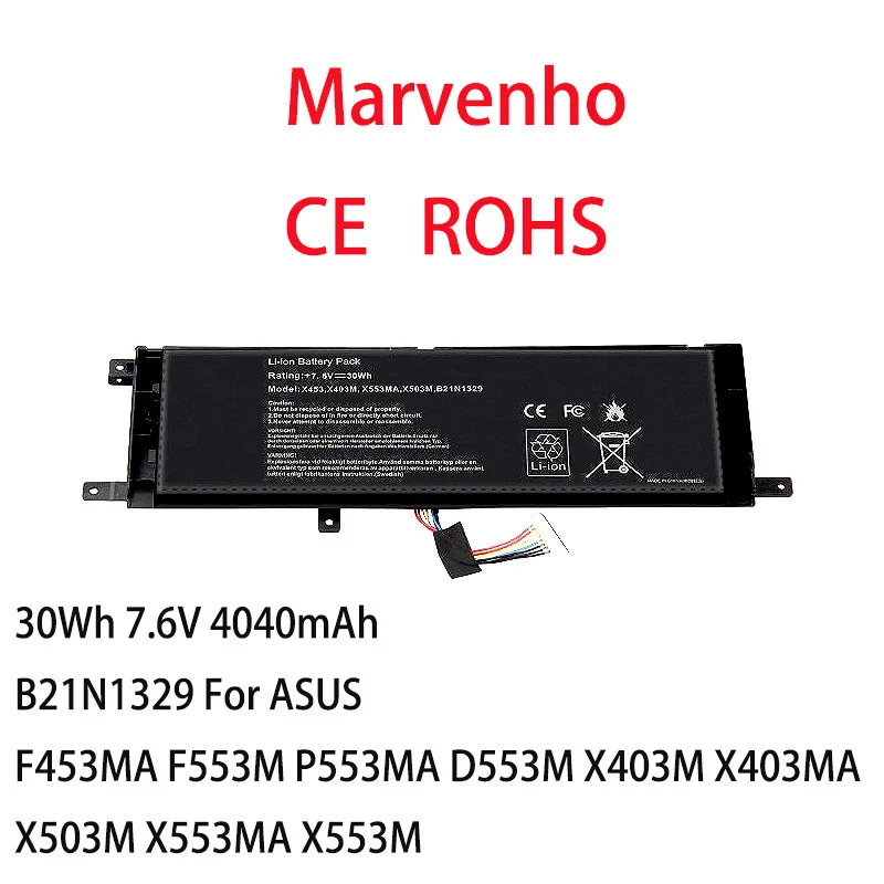 New Marvenho 30Wh 7.6V 4040mAh B21N1329 Laptop Battery For ASUS F453MA F553M P553MA D553M X403M X403MA X503M X553MA X553M