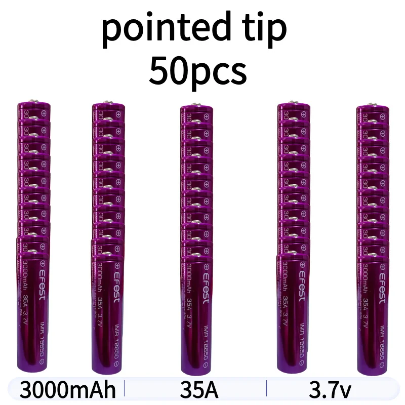 

2025 protruding pointed tip 100% rechargeable lithium battery Efest 18650 3.7V 3000mAh charger original battery cell flashlight