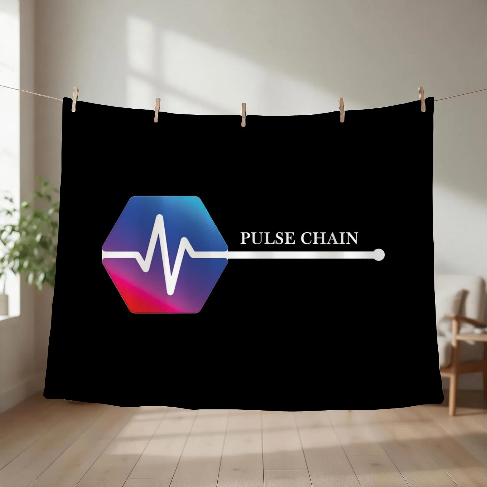 New PulseChain PLS Crypto Cryptocurrency HEX Staker Logo Throw Blanket couch cozy soft plush fuzzy picnic outdoor blanket