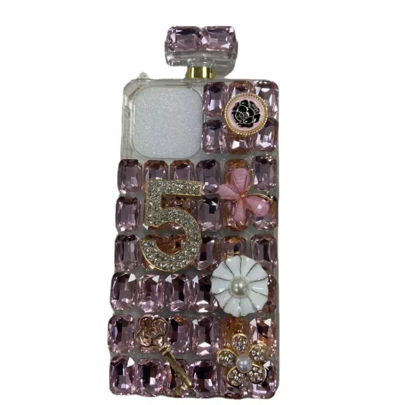 Botella de Perfume con diamantes de imitación, funda 3D para iPhone 16pro 15pro 14pro 13pro Bling Diamond Glitter Crystal Luxury 15 14 13 12 11 Pro Max