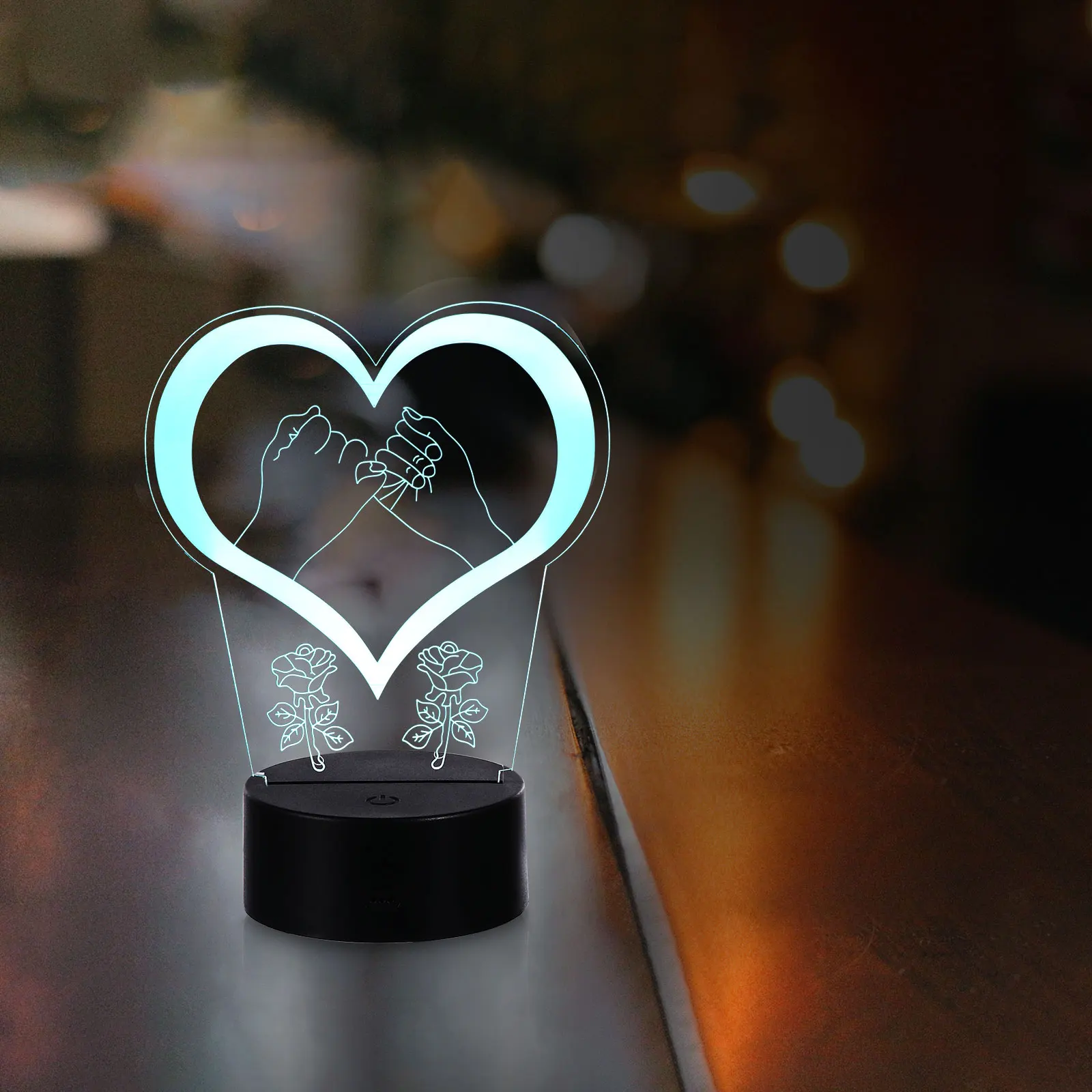 

3d Night Light Decor Lamp Desk Eye Protection Heart Shape Table Decorative Child