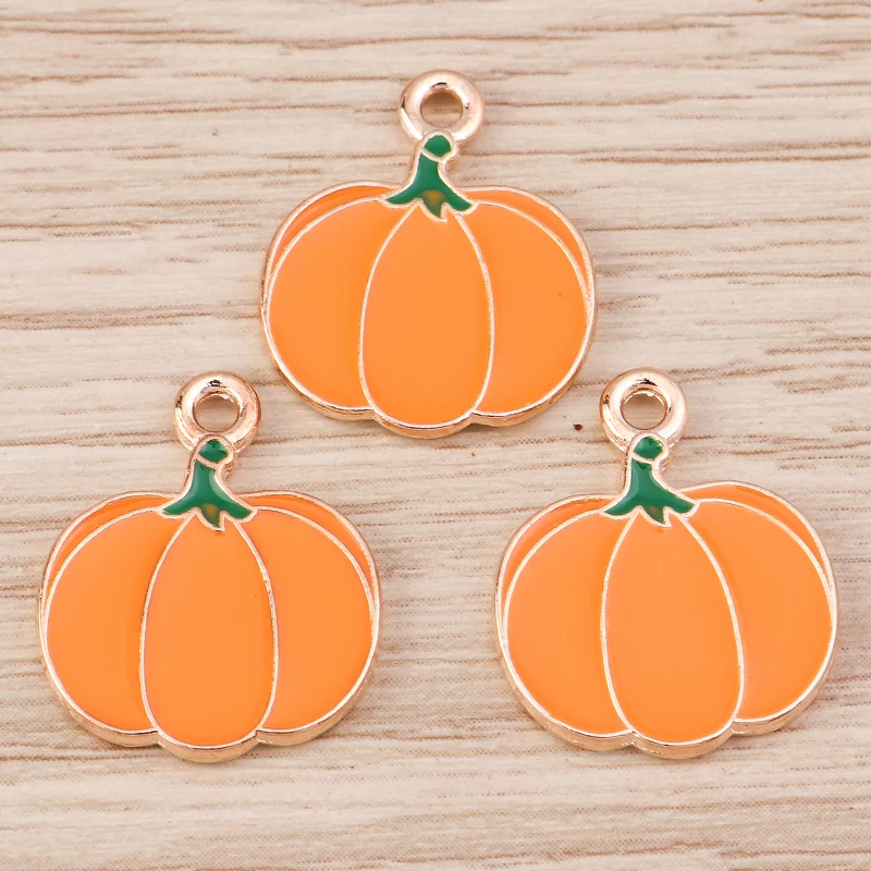 10 stücke 15x18mm niedlichen Emaille Essen Kürbis Charms Anhänger für die Herstellung von DIY Ohrringe Halsketten handgemachte Armbänder Schmuck Ergebnisse – Detail 3