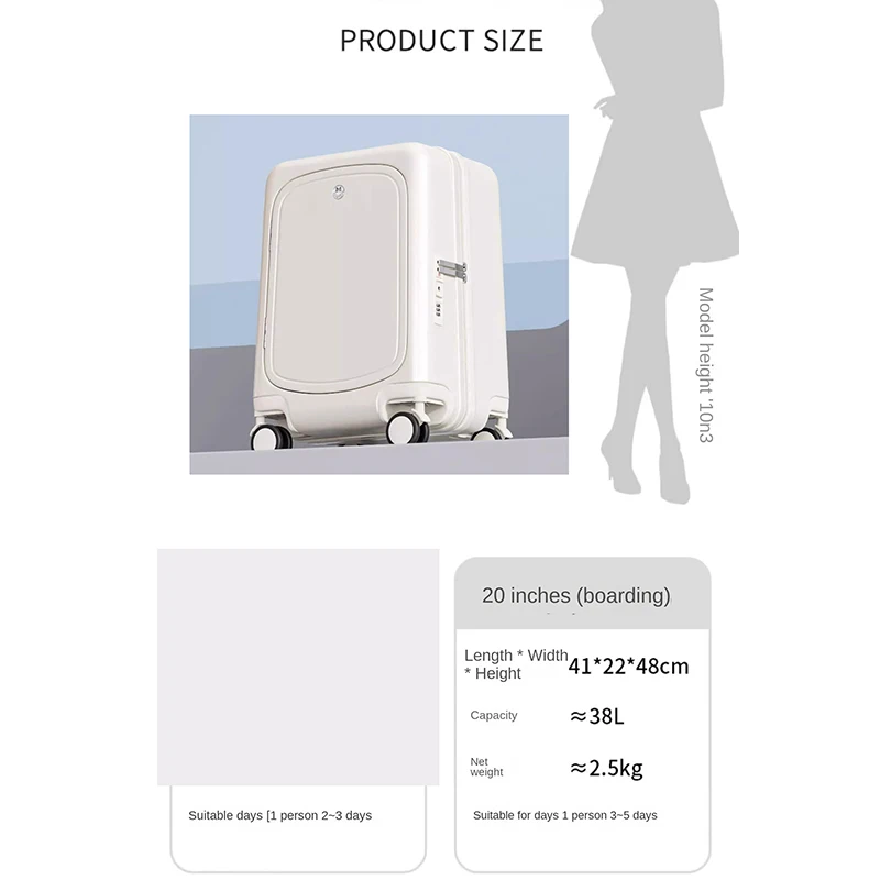 2024 New Business Suitcase Front Opening Aluminum Frame Trolley case 20-inch carry-on Luggage USB Charging Port with Cup Holder