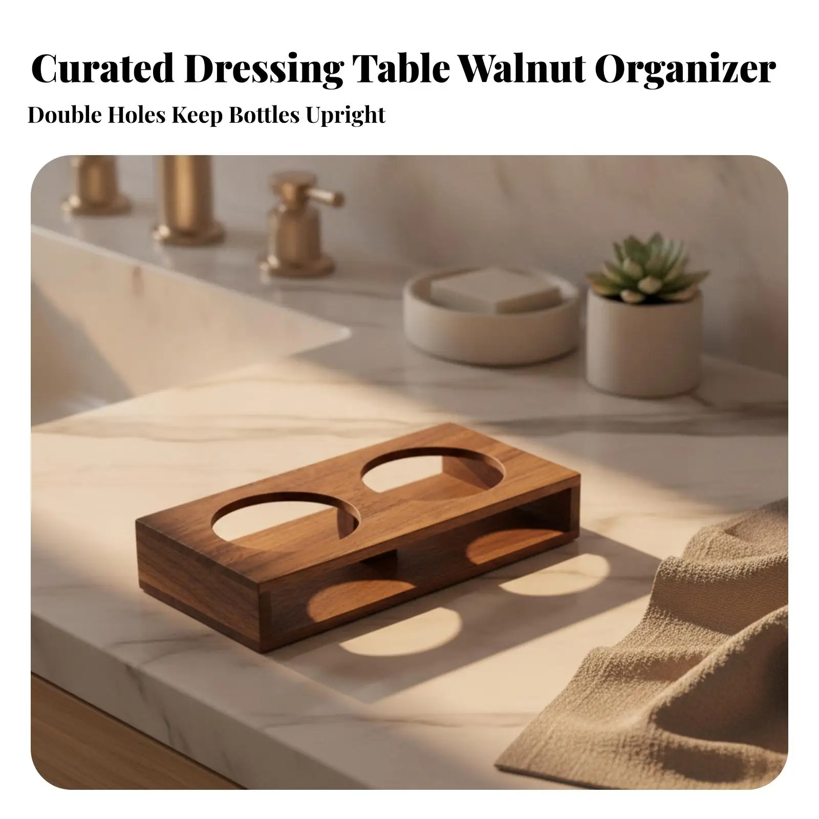 Sturdy Wood Lotion Pump Bottle Stand for Vanity Desk Counter Organizer with Open Sided Design