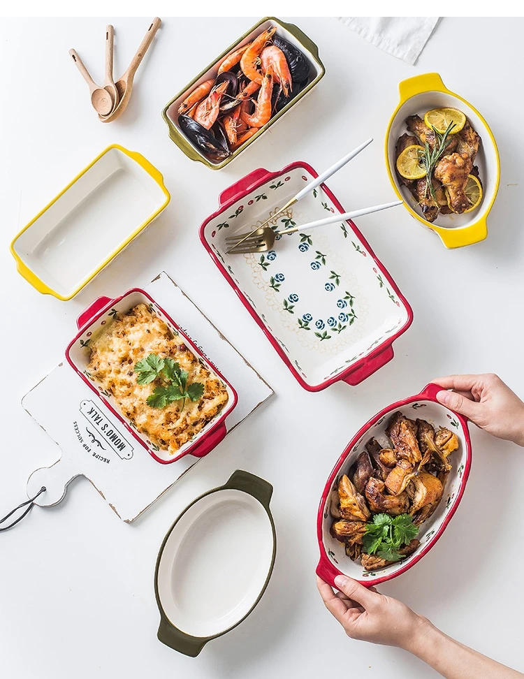 

Керамический прямоугольный сыр Запеченный рис Ресторан Посуда Сковороды CN(Origin)