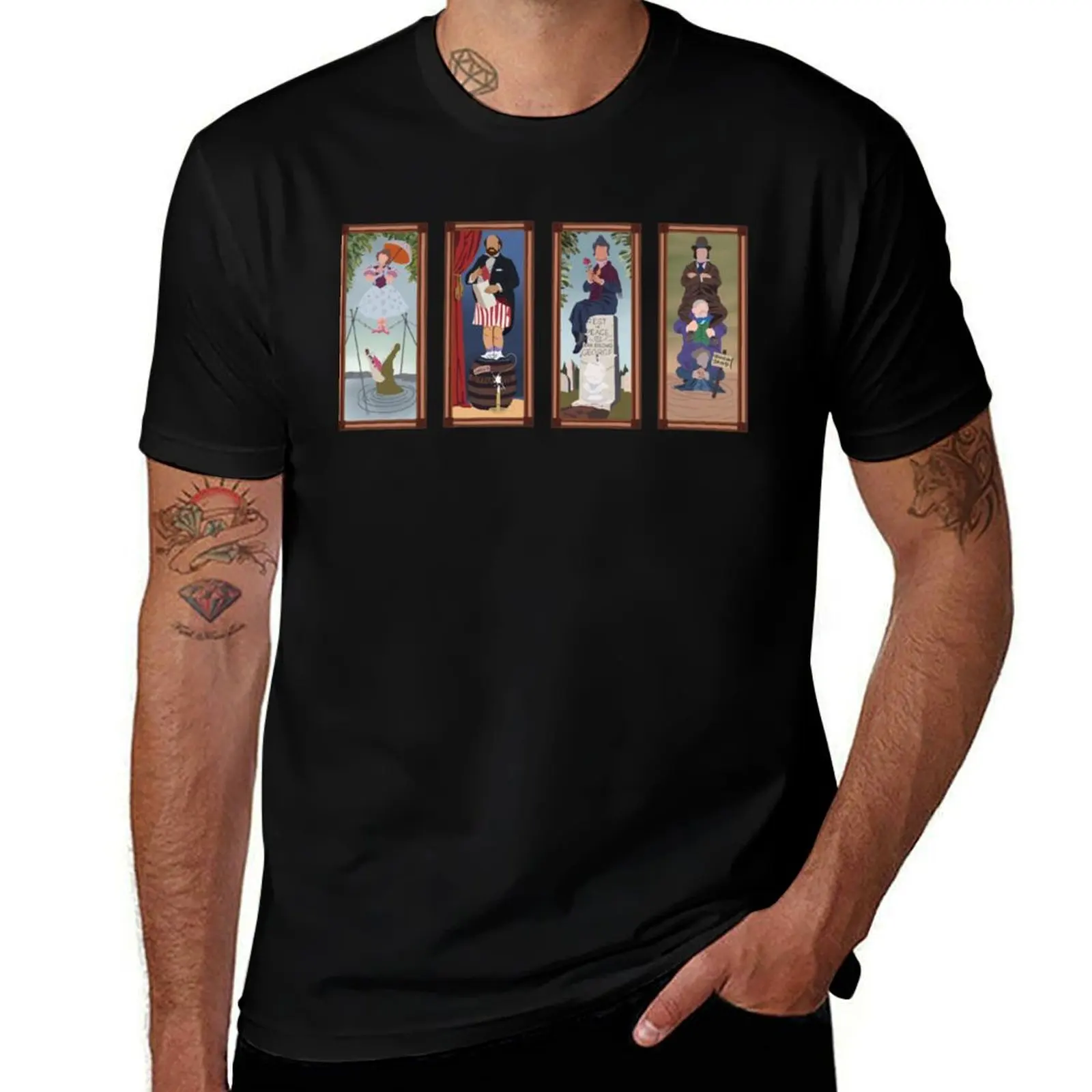 

Minimalist Haunted Mansion Stretching Room Portraits T-Shirt g man t shirts for men t shirts with prints T-shirt