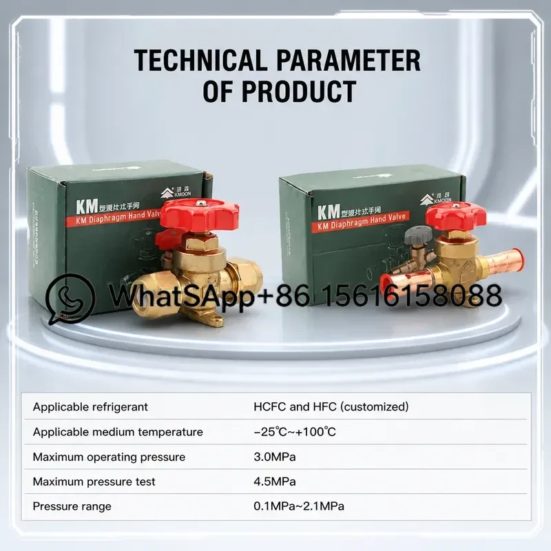 Original Hongsen DiaphragmKM-1-2 Refrigeration Hand Valve KM Globe Valve Switch Air Conditioner Cold Storage Shut Off Valve HVAC